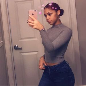 Gray fitted but comfortable long sleeve